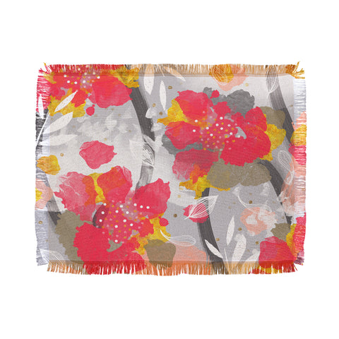 Marta Barragan Camarasa PAINT ABSTRACT FLOWERS Throw Blanket