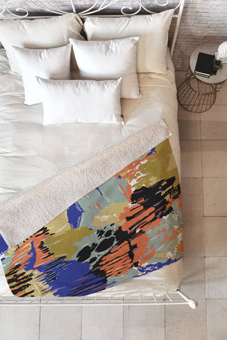 Marta Barragan Camarasa Paintbrush abstract colors 23 Fleece Throw Blanket