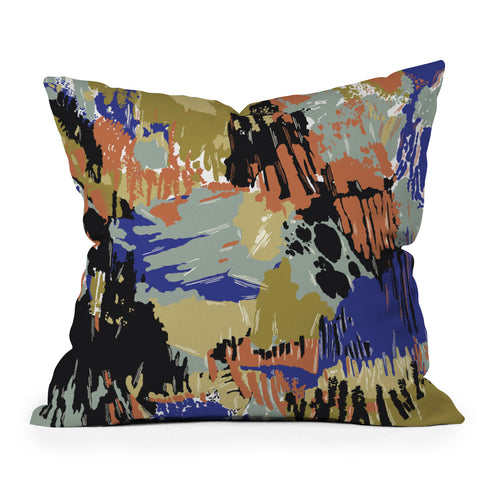 Marta Barragan Camarasa Paintbrush abstract colors 23 Throw Pillow