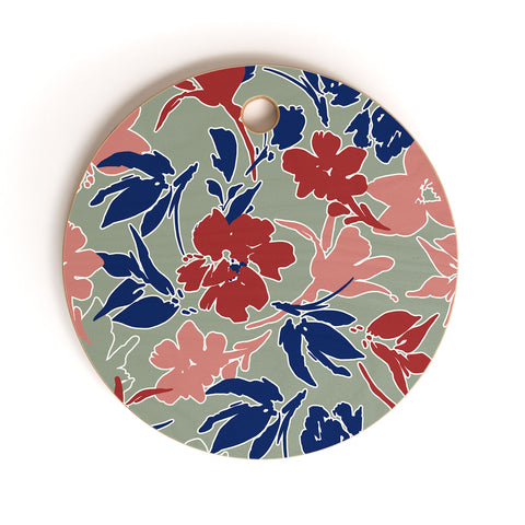 Marta Barragan Camarasa Paintbrush garden blooms C Cutting Board Round