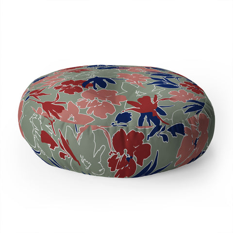 Marta Barragan Camarasa Paintbrush garden blooms C Floor Pillow Round