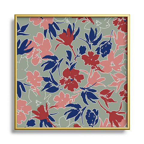 Marta Barragan Camarasa Paintbrush garden blooms C Square Metal Framed Art Print