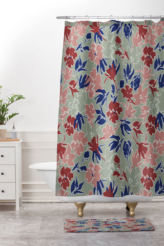 Marta Barragan Camarasa Paintbrush garden blooms C Shower Curtain And Mat