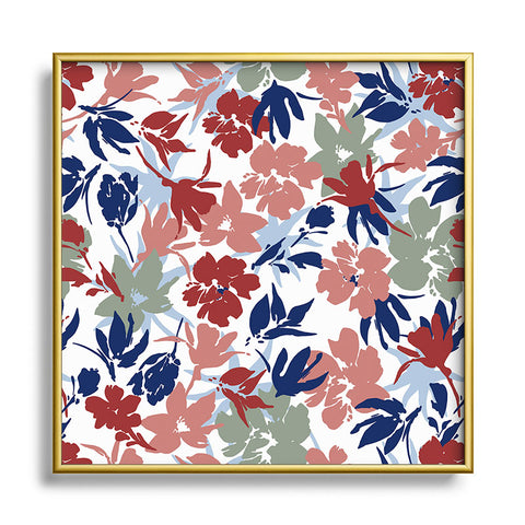 Marta Barragan Camarasa Paintbrush garden blooms Square Metal Framed Art Print