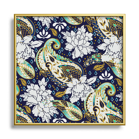 Marta Barragan Camarasa Paisley Bloom Pattern Square Metal Framed Art Print