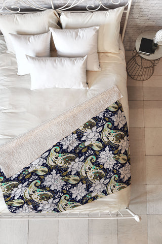 Marta Barragan Camarasa Paisley Bloom Pattern Fleece Throw Blanket