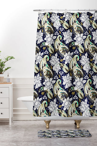 Marta Barragan Camarasa Paisley Bloom Pattern Shower Curtain And Mat
