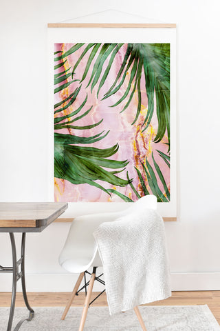 Marta Barragan Camarasa Palm leaf on marble 01 Art Print And Hanger