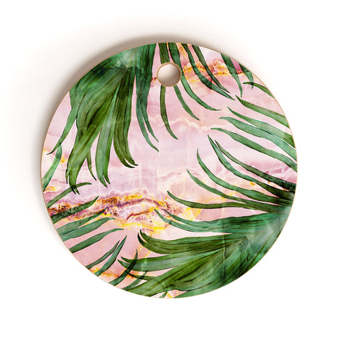 Marta Barragan Camarasa Palm leaf on marble 01 Cutting Board Round