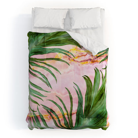 Marta Barragan Camarasa Palm leaf on marble 01 Duvet Cover