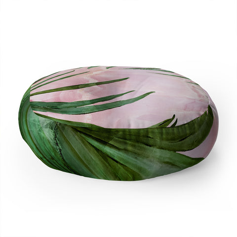 Marta Barragan Camarasa Palm leaf on marble 01 Floor Pillow Round