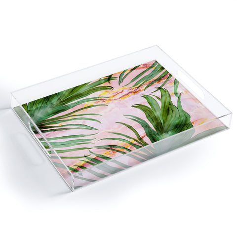 Marta Barragan Camarasa Palm leaf on marble 01 Acrylic Tray