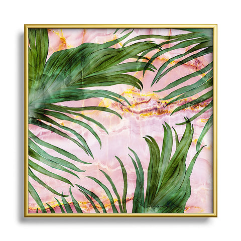 Marta Barragan Camarasa Palm leaf on marble 01 Square Metal Framed Art Print