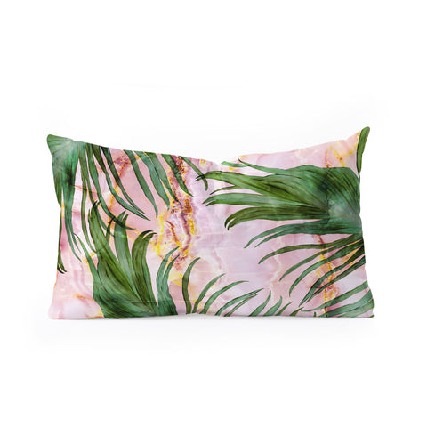 Marta Barragan Camarasa Palm leaf on marble 01 Oblong Throw Pillow