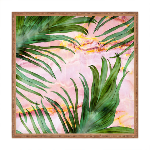 Marta Barragan Camarasa Palm leaf on marble 01 Square Tray