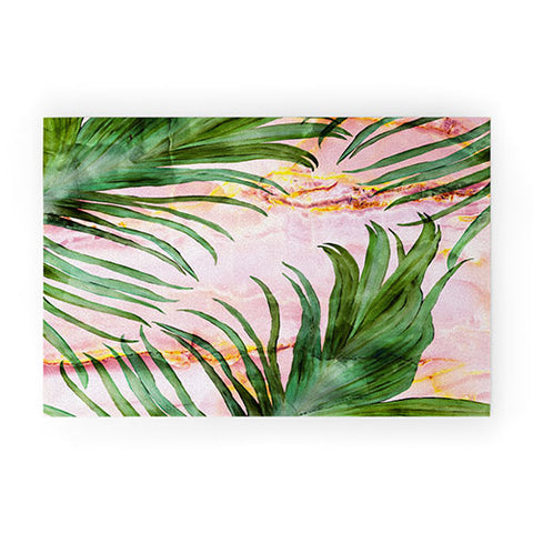 Marta Barragan Camarasa Palm leaf on marble 01 Welcome Mat