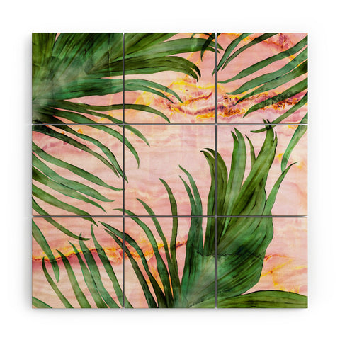 Marta Barragan Camarasa Palm leaf on marble 01 Wood Wall Mural