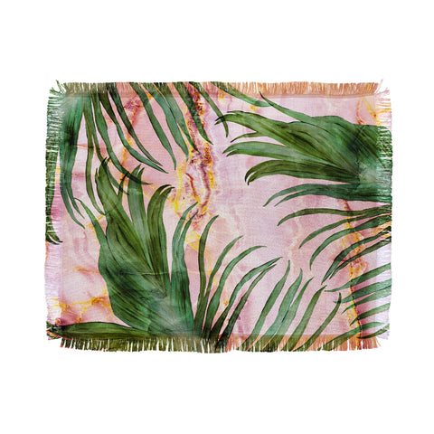 Marta Barragan Camarasa Palm leaf on marble 01 Throw Blanket