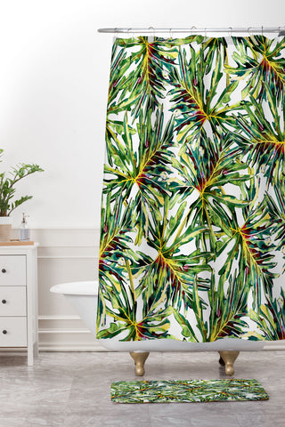 Marta Barragan Camarasa Palm leaves paradise Shower Curtain And Mat