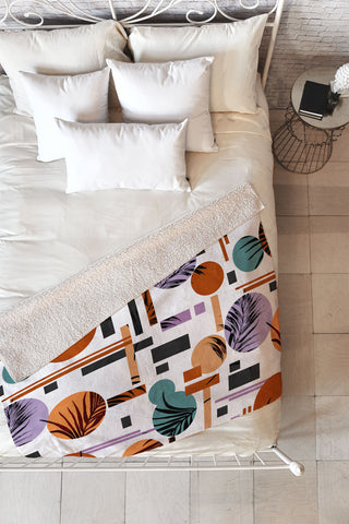Marta Barragan Camarasa Palms in the geometric Fleece Throw Blanket