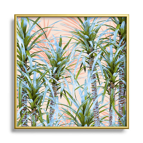 Marta Barragan Camarasa Pastel palm trees Square Metal Framed Art Print