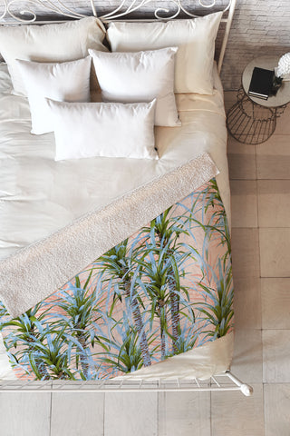 Marta Barragan Camarasa Pastel palm trees Fleece Throw Blanket