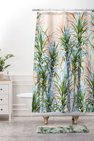 Marta Barragan Camarasa Pastel palm trees Shower Curtain And Mat