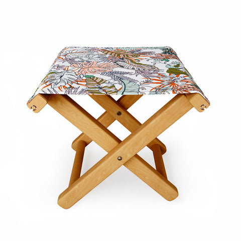 Marta Barragan Camarasa Pastel tropical botanical 90 Folding Stool