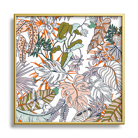 Marta Barragan Camarasa Pastel tropical botanical 90 Square Metal Framed Art Print