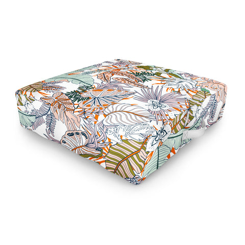Marta Barragan Camarasa Pastel tropical botanical 90 Outdoor Floor Cushion