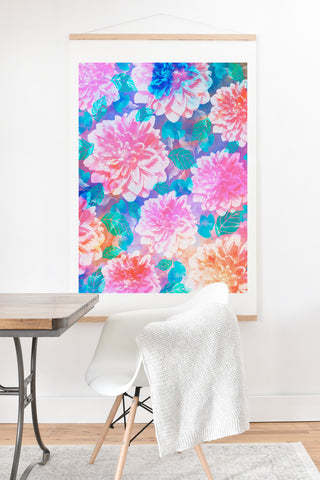 Marta Barragan Camarasa Pattern bloom with leaves saturated Art Print And Hanger