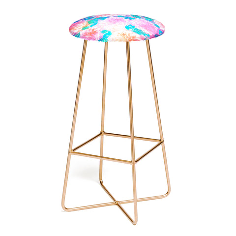 Marta Barragan Camarasa Pattern bloom with leaves saturated Bar Stool
