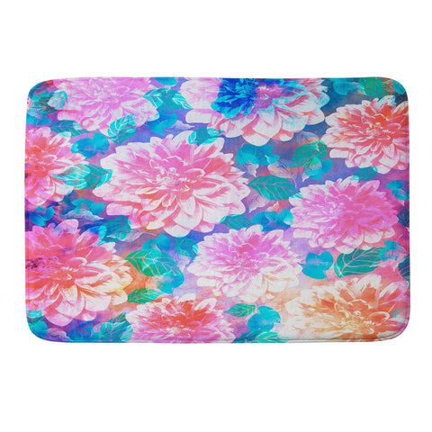 Marta Barragan Camarasa Pattern bloom with leaves saturated Memory Foam Bath Mat