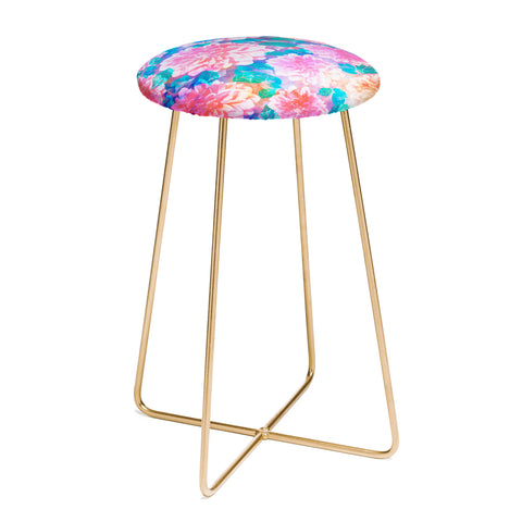 Marta Barragan Camarasa Pattern bloom with leaves saturated Counter Stool