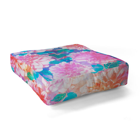 Marta Barragan Camarasa Pattern bloom with leaves saturated Floor Pillow Square