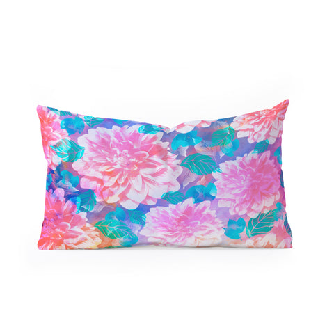 Marta Barragan Camarasa Pattern bloom with leaves saturated Oblong Throw Pillow