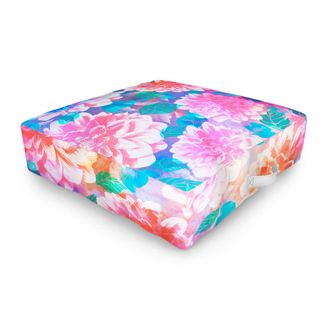 Marta Barragan Camarasa Pattern bloom with leaves saturated Outdoor Floor Cushion