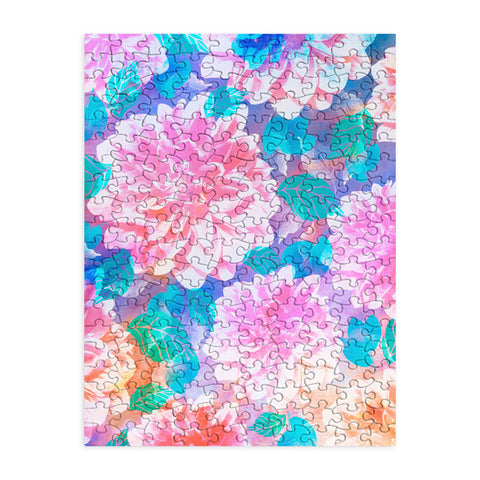 Marta Barragan Camarasa Pattern bloom with leaves saturated Puzzle