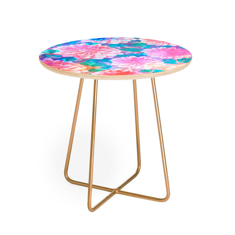 Marta Barragan Camarasa Pattern bloom with leaves saturated Round Side Table
