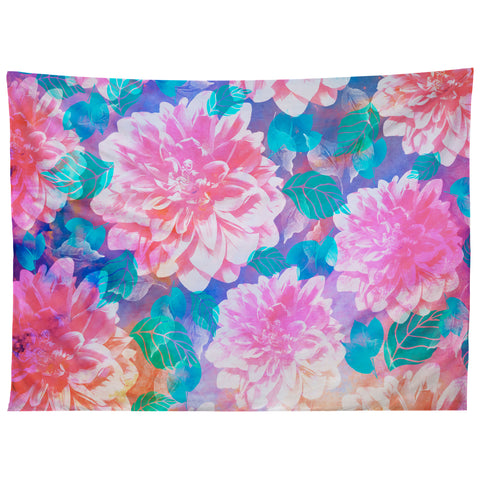Marta Barragan Camarasa Pattern bloom with leaves saturated Tapestry