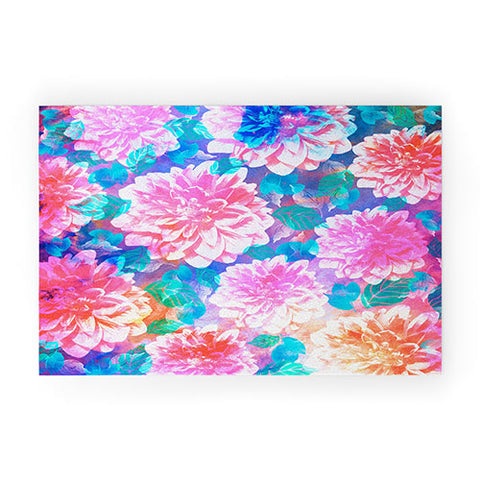 Marta Barragan Camarasa Pattern bloom with leaves saturated Welcome Mat