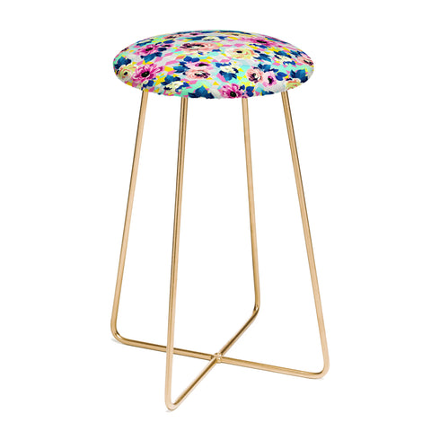 Marta Barragan Camarasa Pattern blooms along the geometry Counter Stool
