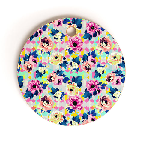 Marta Barragan Camarasa Pattern blooms along the geometry Cutting Board Round