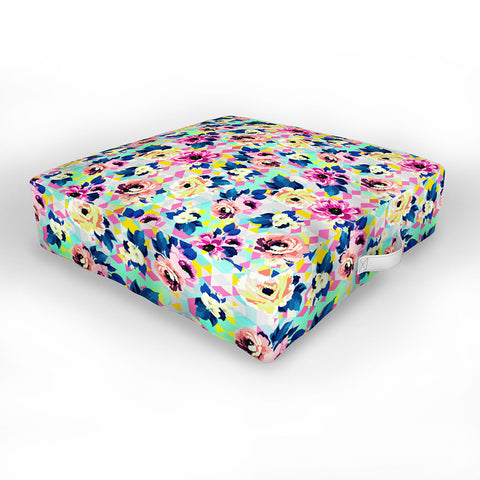 Marta Barragan Camarasa Pattern blooms along the geometry Outdoor Floor Cushion