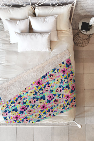 Marta Barragan Camarasa Pattern blooms along the geometry Fleece Throw Blanket