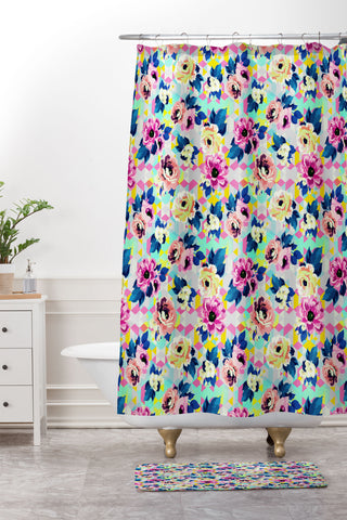 Marta Barragan Camarasa Pattern blooms along the geometry Shower Curtain And Mat