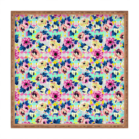 Marta Barragan Camarasa Pattern blooms along the geometry Square Tray