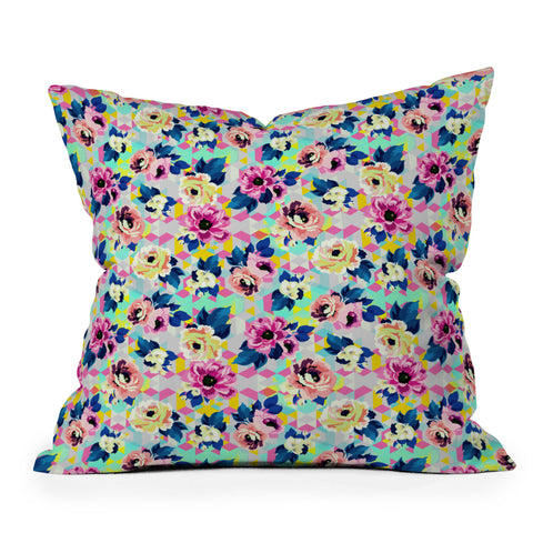 Marta Barragan Camarasa Pattern blooms along the geometry Throw Pillow