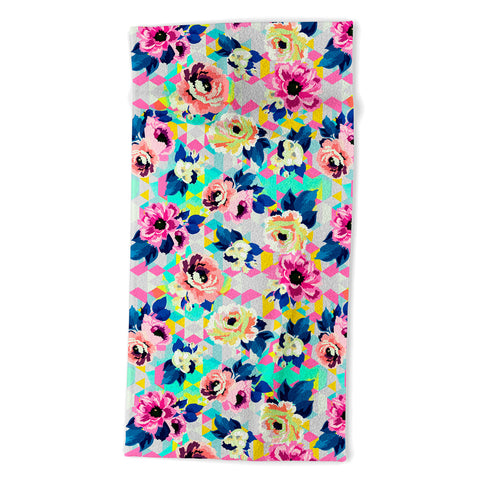 Marta Barragan Camarasa Pattern blooms along the geometry Beach Towel