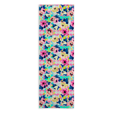 Marta Barragan Camarasa Pattern blooms along the geometry Yoga Towel